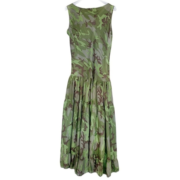 LYNN RITCHIE 100% Silk Camo Maxi dress Womens size S/M - Picture 2 of 15